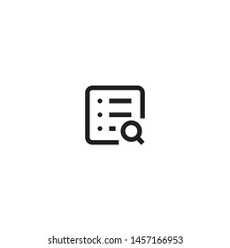 Document search icon. Searching file icon. Data and information sign. Magnifying glass or search flat vector graphic on isolated background. - Vector illustration