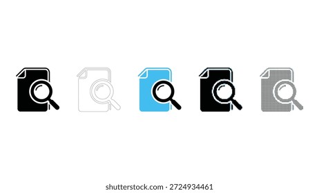 Conjunto de iconos de búsqueda de documentos para la administración de análisis de búsqueda de archivos