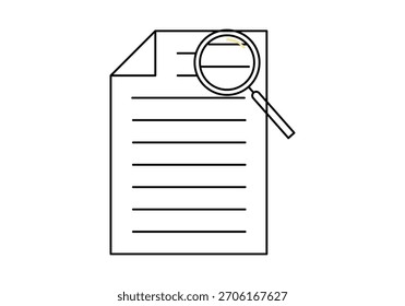 Ícone de pesquisa de documento, ilustração vetorial.