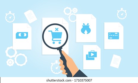 Document with search icons. File and magnifying glass. Analytics research sign. Vector Illustrationcard credit money file, document research vector illustration