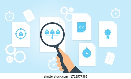 Document with search icons. File and magnifying glass. Analytics research sign. Vector Illustration award, reward, medal file, document research vector illustration