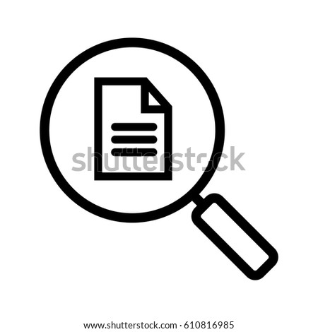 Document search linear icon. Thin line illustration. Magnifying glass with text document contour symbol. Vector isolated outline drawing