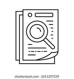 document search magnifying glass line icon vector. document search magnifying glass sign. isolated contour symbol black illustration
