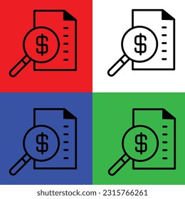 Document Search Vector Icon, Lineal style, isolated on white Background.