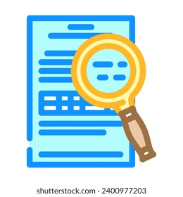 document searchmagnifying glass color icon vector. document searchmagnifying glass sign. isolated symbol illustration