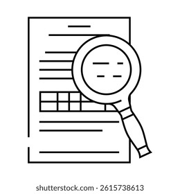 document searchmagnifying glass line icon vector. document searchmagnifying glass sign. isolated contour symbol black illustration
