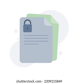 Documentar acceso confidencial seguro en o protección de la privacidad de archivos de texto en un icono plano. Gráficos vectoriales perfectos