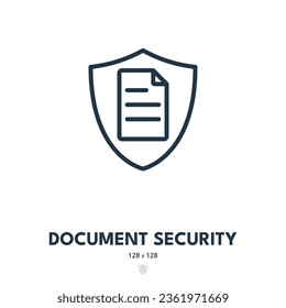 Icono de seguridad del documento. Acceso, Confidencialidad, Privacidad. Stroke editable. Icono de vector simple