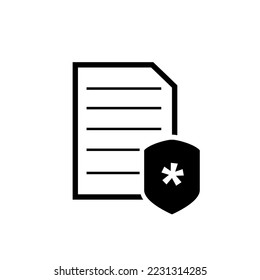 Icono de Seguridad del documento.  Archivos. Archivos. Texto. Papel. Símbolo para sitios web. Aplicaciones informáticas y móviles.