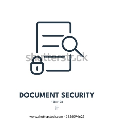 Document Security Icon. File, Safety, Protection. Editable Stroke. Simple Vector Icon