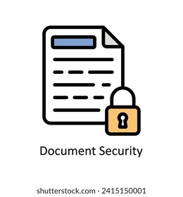 Document Security  vector Filled outline icon style illustration. EPS 10 File