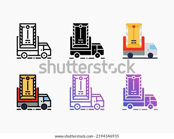 Document Send Truck icon set with line, outline,\
flat, filled, glyph, color, gradient. Editable stroke and pixel\
perfect. Can be used for digital product, presentation, print\
design and more.
