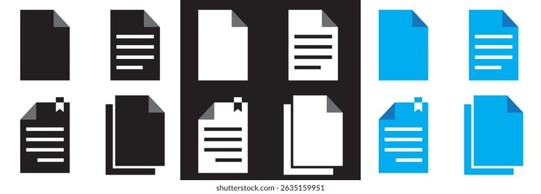 Ícone de conjunto de documentos . Contendo papéis de contrato, pasta, certificado, aceitar, aprovado, área de transferência, fatura, arquivo etc. Vetor para sites, interfaces móveis.  Ilustração vetorial.