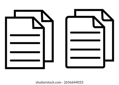 Documento - conjunto de ícones lineares vetoriais. Pixel perfeito. Traçado editável. O conjunto inclui um Documento, Arquivo, Diploma, Download de Arquivo, Retomar, Relatório, Documento Aprovado, Portfólio, Lista de Verificação, Arquivo, D
