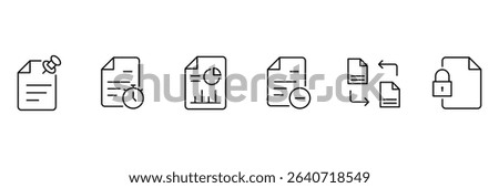 Document set of web icons in outline. Set of document Icons. Containing contract papers, folder, certificate, accept, approved, clipboard, invoice, archive and more. Vector illustration. 