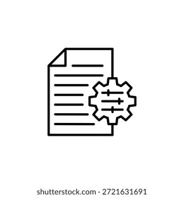 Ícone De Configuração De Documento, Papel Com Ajustes De Engrenagem,