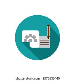 document setting pencil business strategy icon block shadow vector illustration