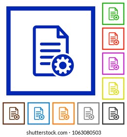 Document settings flat color icons in square frames on white background