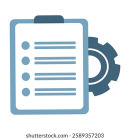 Document settings with gears Software update, transfer protocol, teamwork tool management