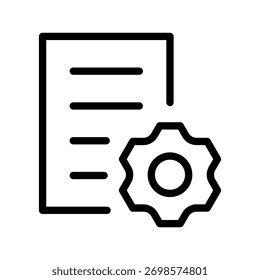 Conjunto de ícones de Configurações do documento com opções de gerenciamento de arquivos, configuração, personalização e controle em um estilo de gráfico de linha moderno e limpo