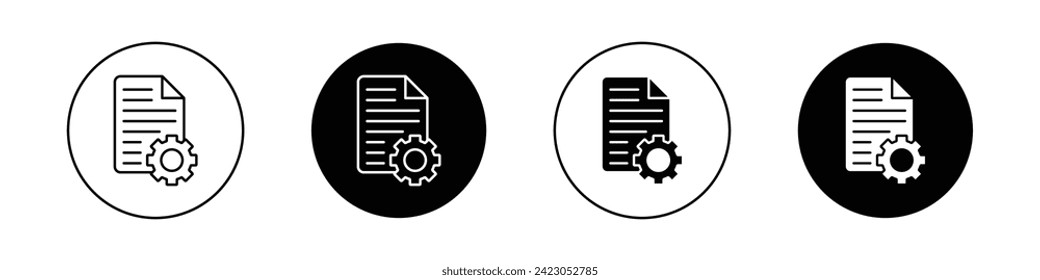 Document Settings Icon Set. Folder Management and File Vector symbol in a black filled and outlined style. Organized Control Sign