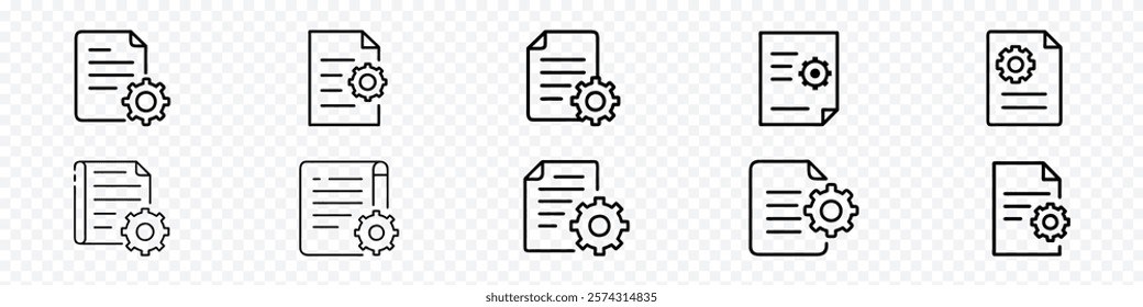 Document Settings Icon, Write Instructions icon. Document and gear icon