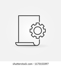 Document settings linear icon - vector Document with Cog concept symbol in thin line style