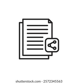 Document share icon Vector flat thin line illustration