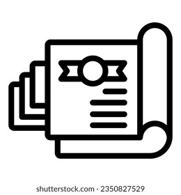 Document for shareholder line icon, startup concept, stock certificate sign on white background, shares icon in outline style mobile concept web design. Vector graphics.