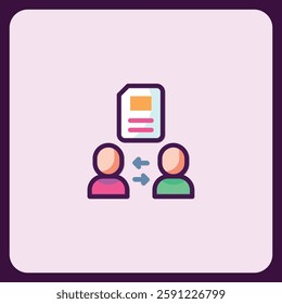 Document Sharing and Collaboration Icon for Teamwork