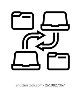 document sharing hybrid work line icon vector. document sharing hybrid work sign. isolated contour symbol black illustration
