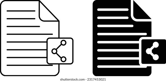 Document sharing icon sheet, simple trendy flat style line and solid Isolated vector illustration on white background. For apps, logo, websites, symbol , UI, UX, graphic and web design. EPS 10.