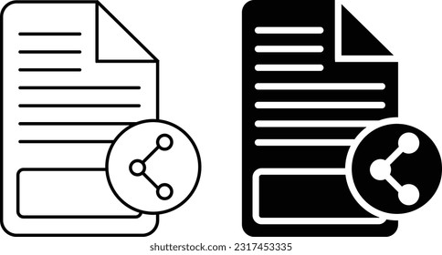 Document sharing icon sheet, simple trendy flat style line and solid Isolated vector illustration on white background. For apps, logo, websites, symbol , UI, UX, graphic and web design. EPS 10.