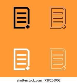 Document sheet add black and white set icon .