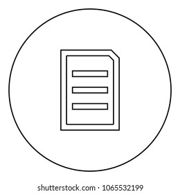 Document sheet black icon in circle outline