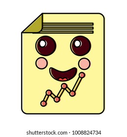document sheet graph kawaii cartoon
