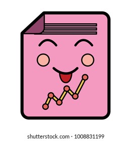 document sheet graph kawaii cartoon