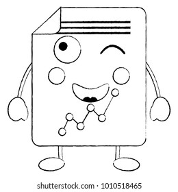 document sheet graph kawaii cartoon