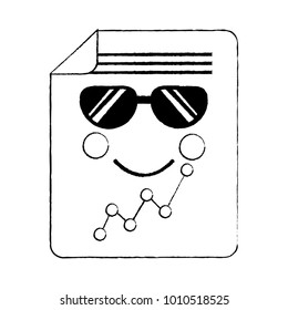 document sheet graph kawaii cartoon