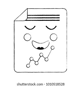 document sheet graph kawaii cartoon