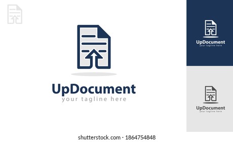 The Document Sheet Logo Design Is Combined With The Up Arrow. You Can Use It For Uploaded Document Logos. Vector