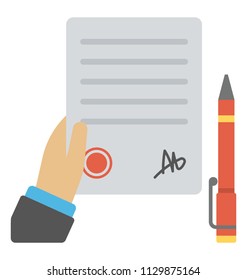 
A document sheet with a pen symbolising an agreement 
