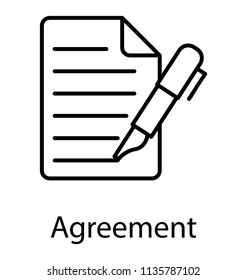 
A document sheet with a pen symbolising an agreement 
