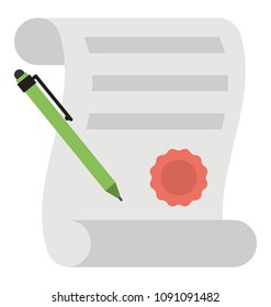 
A document sheet with a pen symbolising a contract sheet
