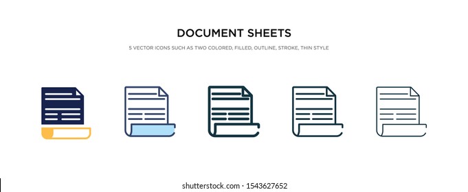 document sheets icon in different style vector illustration. two colored and black document sheets vector icons designed in filled, outline, line and stroke style can be used for web, mobile, ui