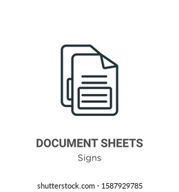 Document sheets outline vector icon. Thin line black document sheets icon, flat vector simple element illustration from editable signs concept isolated on white background