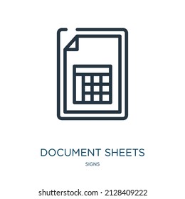 document sheets thin line icon. document, paper linear icons from signs concept isolated outline sign. Vector illustration symbol element for web design and apps.
