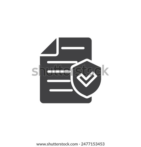 Document with a shield and checkmark vector icon. filled flat sign for mobile concept and web design. Secure Verification glyph icon. Symbol, logo illustration. Vector graphics