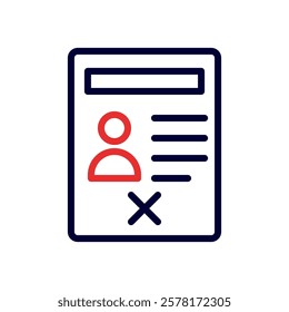 Document showing information with rejection marking