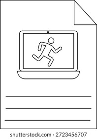 Un documento que muestra una computadora portátil con una figura de un bastón en ejecución en su pantalla
